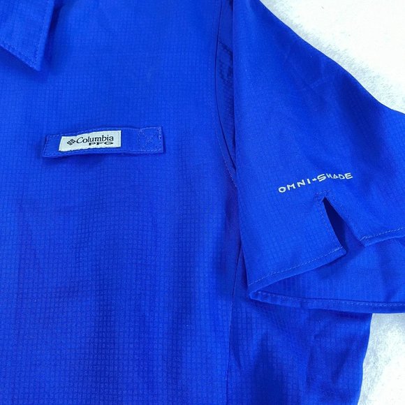 COLUMBIA Womens XL Blue Omni Shield SPF Performance Short Sleeve Button Up Shirt - Picture 3 of 13